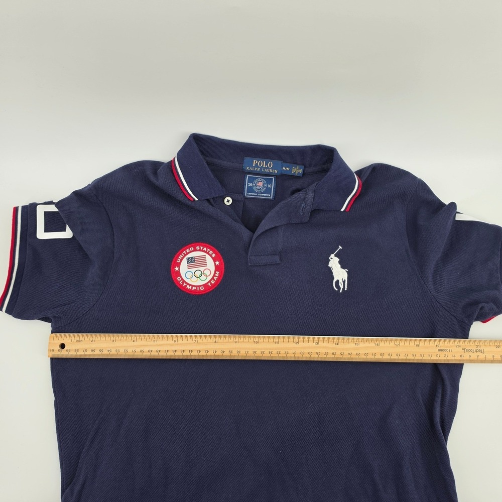 Polo Ralph Lauren Mens 2016 Team USA Olympic Games Polo Shirt Navy Blue Medium - Picture 9 of 10